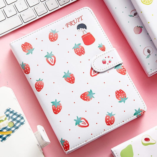 Kawaiicuteness™- Fruit Print Notebook Planner Magnetic Buckle PU NoteBook