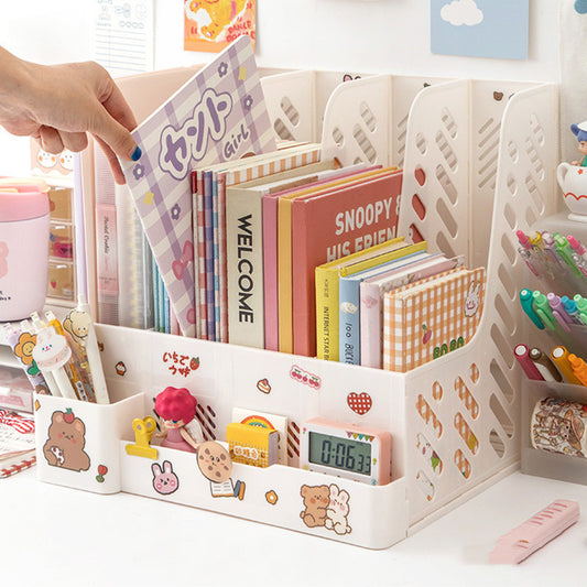 Kawaiicuteness™-Cute Desk Organizer File Tray Book Stand Office Rack