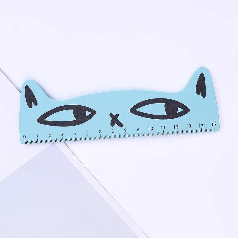 Kawaiicuteness™- Creative cat wooden stationery ruler.15cm Candy Color Animal Pet Cat Wooden Ruler