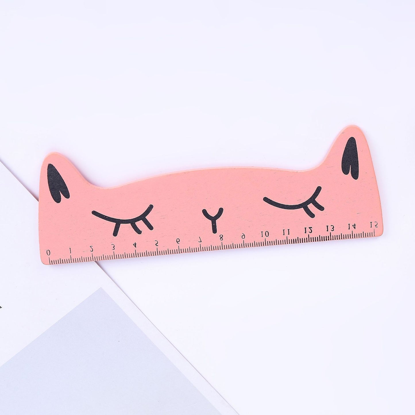 Kawaiicuteness™- Creative cat wooden stationery ruler.15cm Candy Color Animal Pet Cat Wooden Ruler