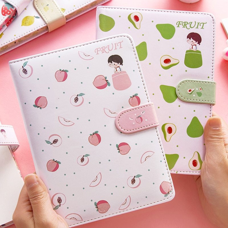 Kawaiicuteness™- Fruit Print Notebook Planner Magnetic Buckle PU NoteBook