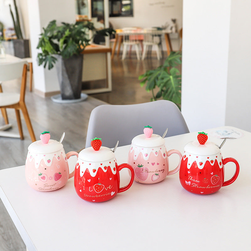 Kawaiicuteness™- Cute Creative  Ceramic Coffee Mug With Lid And Spoon