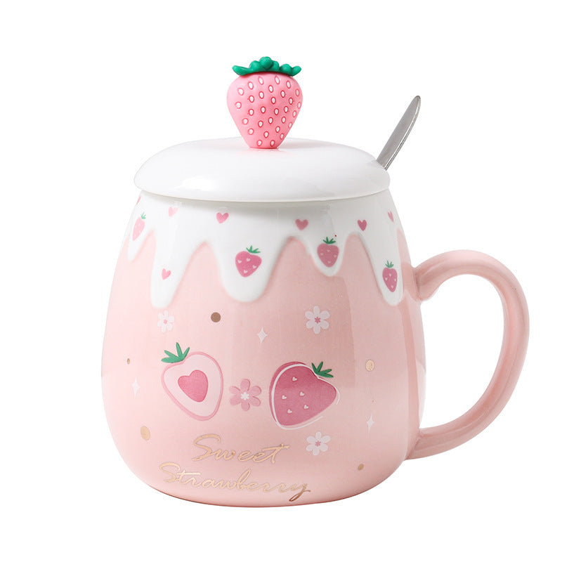 Kawaiicuteness™- Cute Creative  Ceramic Coffee Mug With Lid And Spoon