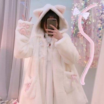 Kawaiicuteness™- Cute Japanese Sweet Cat Paw  Long Warm Overcoat