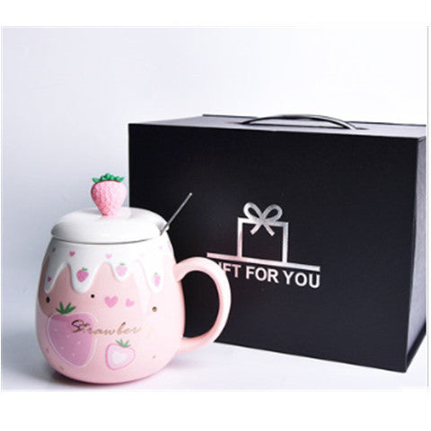 Kawaiicuteness™- Cute Creative  Ceramic Coffee Mug With Lid And Spoon