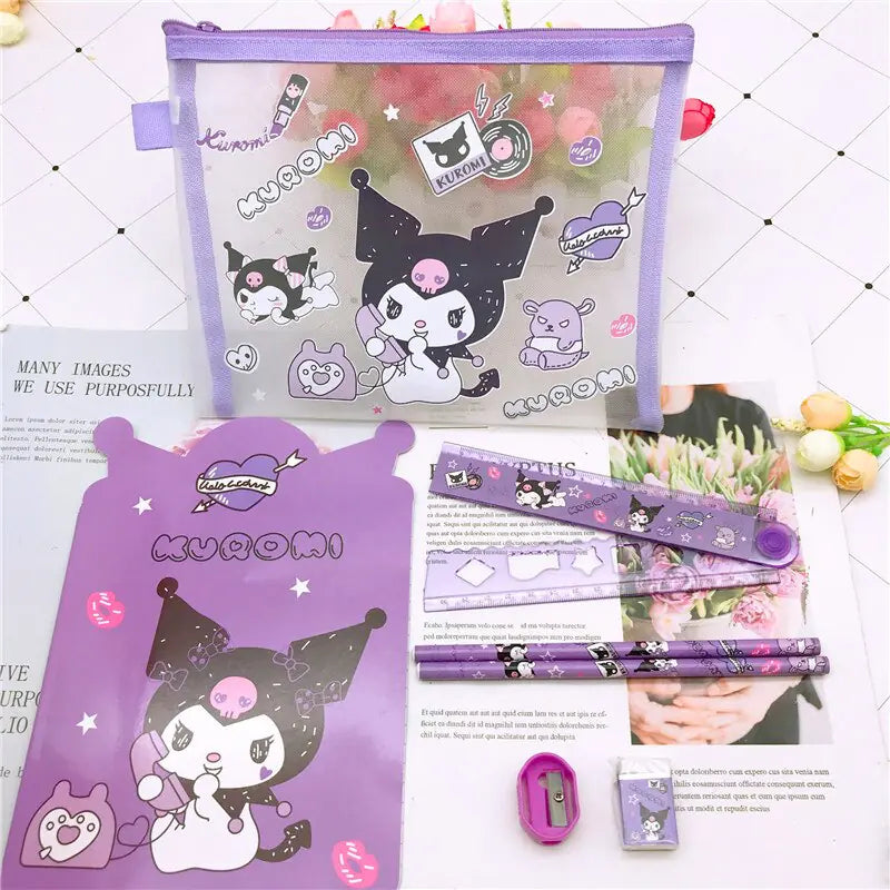 Kawaiicuteness™- Cute Sanrio Kuromi Anime Stationery Sett