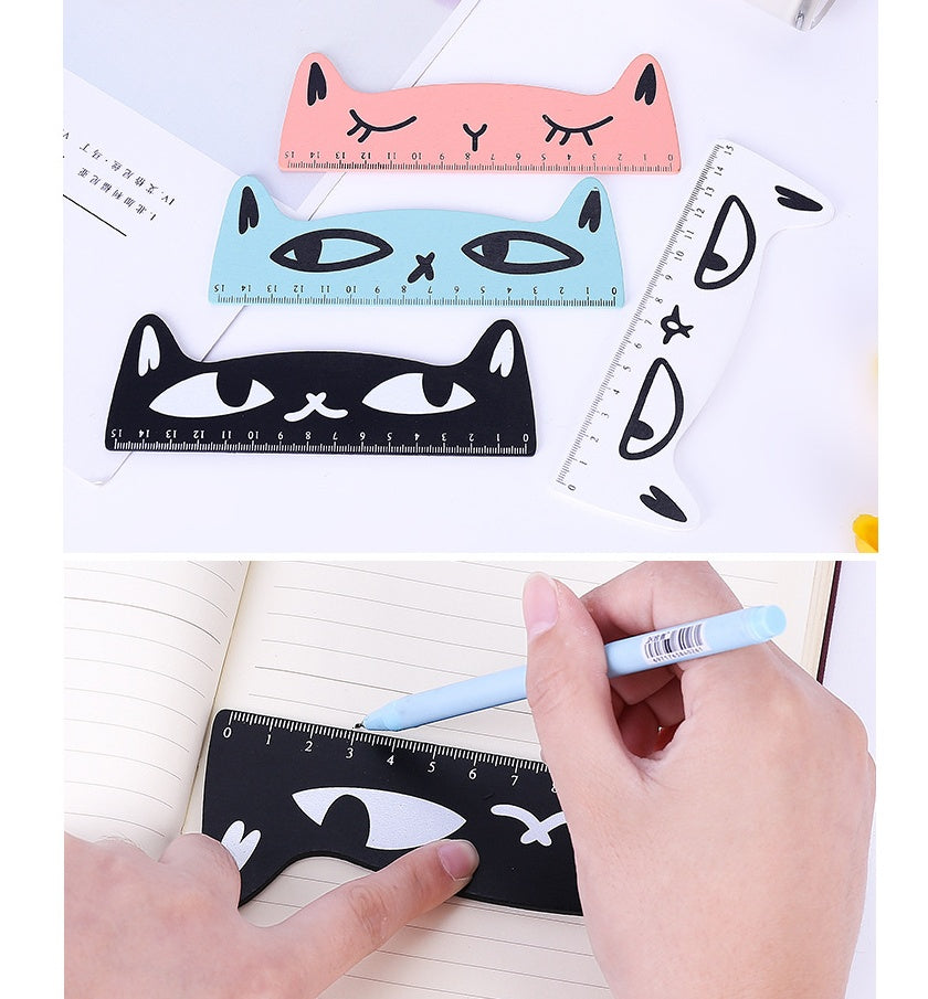 Kawaiicuteness™- Creative cat wooden stationery ruler.15cm Candy Color Animal Pet Cat Wooden Ruler