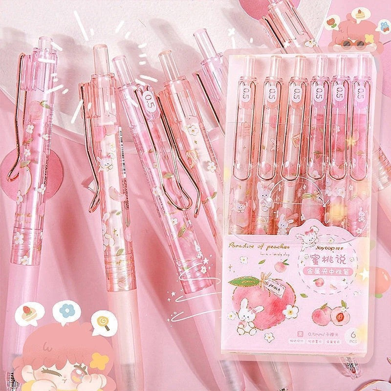 Kawaiicuteness™- Cute Gel Pens 0.5mm Kawaii Peach Strawberry