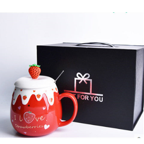 Kawaiicuteness™- Cute Creative  Ceramic Coffee Mug With Lid And Spoon