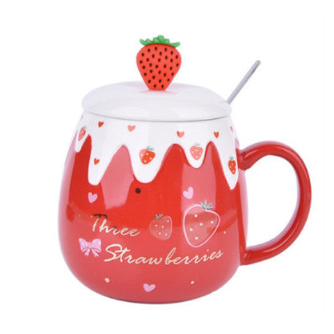 Kawaiicuteness™- Cute Creative  Ceramic Coffee Mug With Lid And Spoon