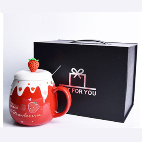 Kawaiicuteness™- Cute Creative  Ceramic Coffee Mug With Lid And Spoon