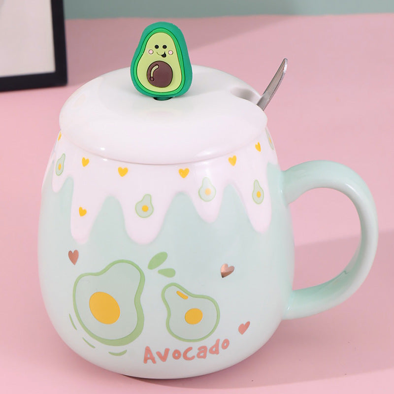 Kawaiicuteness™- Cute Creative  Ceramic Coffee Mug With Lid And Spoon