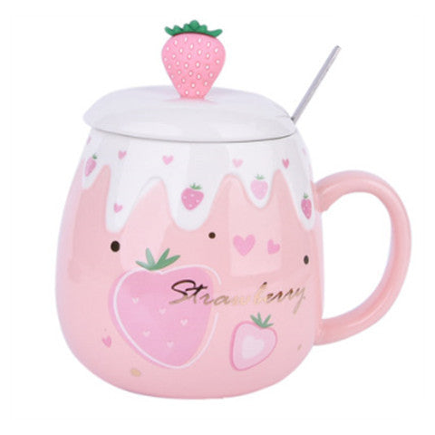 Kawaiicuteness™- Cute Creative  Ceramic Coffee Mug With Lid And Spoon