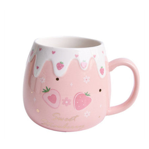 Kawaiicuteness™- Cute Creative  Ceramic Coffee Mug With Lid And Spoon