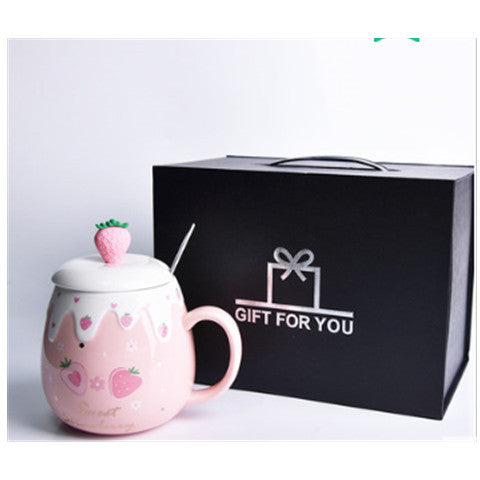 Kawaiicuteness™- Cute Creative  Ceramic Coffee Mug With Lid And Spoon